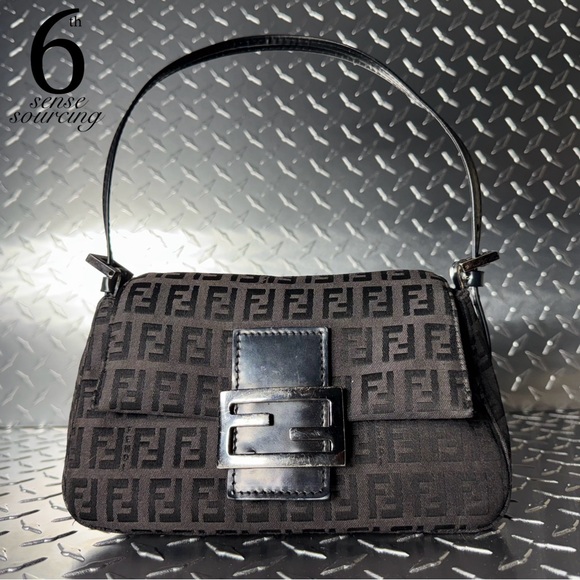 Fendi Handbags - Fendi Vintage Canvas Mini Baguette in Black